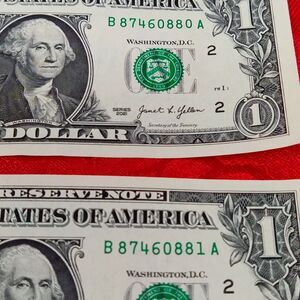 2021 $1 Lot of 2 Fancy Serial Number Sequel